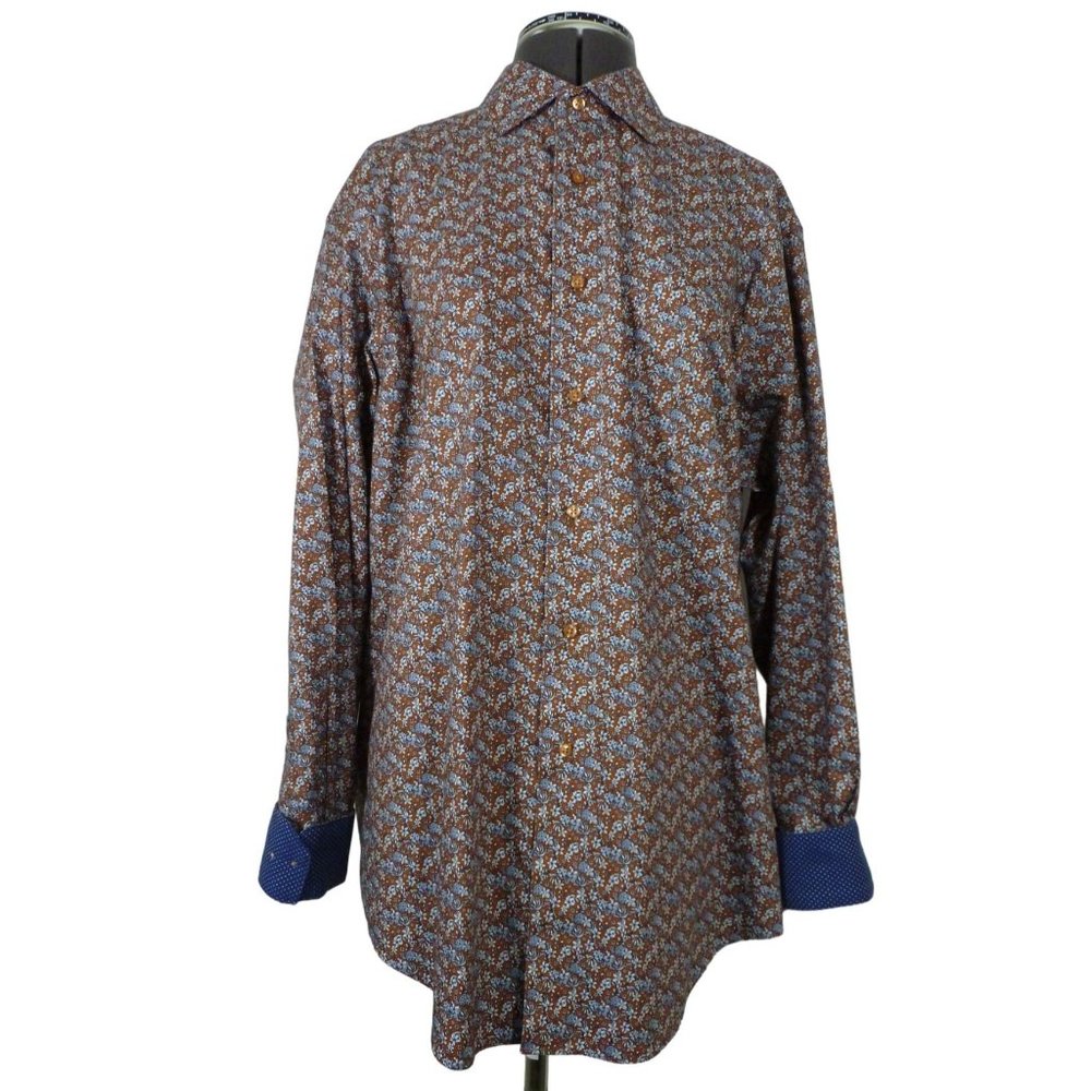 Paul Fredrick‎ classic fit flip cuff two ply cotton button down shirt